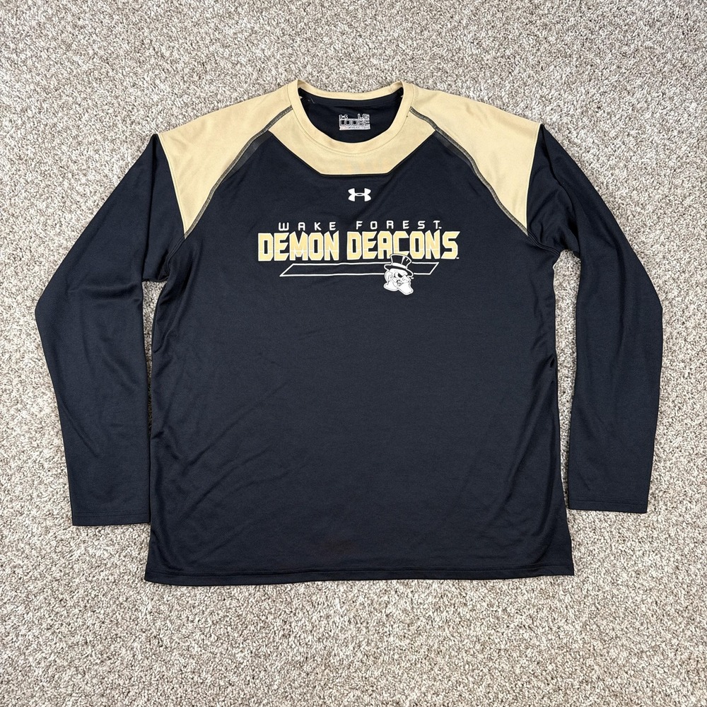 Wake Forest Demon Deacons Long Sleeve Shirt Mens‎ Large Black NCAA Under Armour